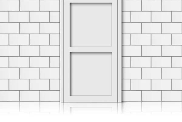 Porte Blanche Sur Mur Bloc Blanc — Image vectorielle