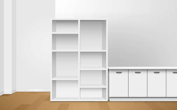 White Showcase Cabinet Room — Stock Vector