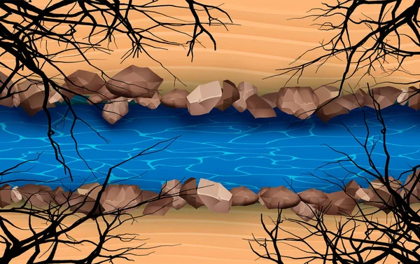 Rio Vista Superior Deserto —  Vetores de Stock