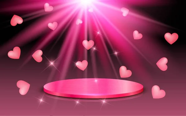 Ροζ Βάθρο Ροζ Φως Καρδιά Στο Στούντιο — Διανυσματικό Αρχείο