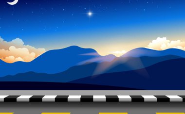  gün batımında dağda yol manzara