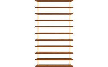 Beyaz odada ahşap merdiven.