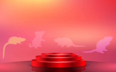  Kırmızı kürsüde kırmızı odada fareler var.