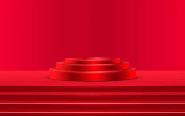 Rotes Podium Auf Der Roten Bühne — Stockvektor