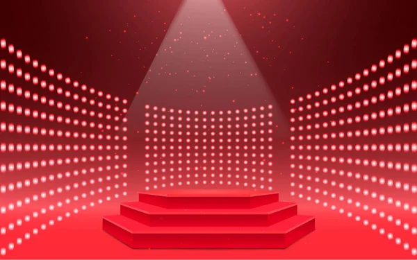 Red Podium Red Spotlight Studio Room — ストックベクタ