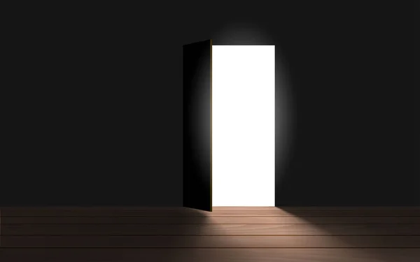 Lumière Blanche Porte Dans Chambre Noire — Image vectorielle