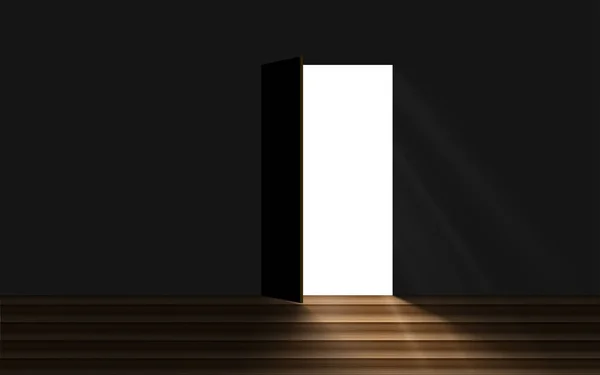 Lumière Blanche Porte Dans Chambre Noire — Image vectorielle