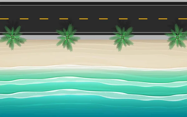 Τοπίο Του Δρόμου Στην Παραλία — Διανυσματικό Αρχείο