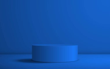 Mavi stüdyo odasında mavi podyum