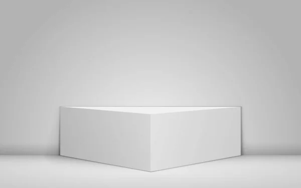演播室里的白色陈列柜和聚光灯 — 图库矢量图片
