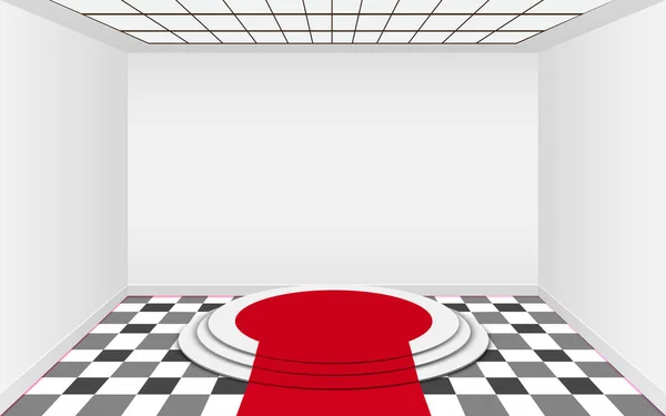 White Podium Red Carpet White Room — Stock Vector