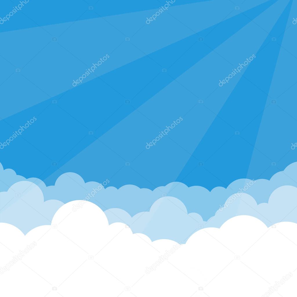Simple Sky and Clouds vector illustration with perspective effect. You can use it as a background and place your text.