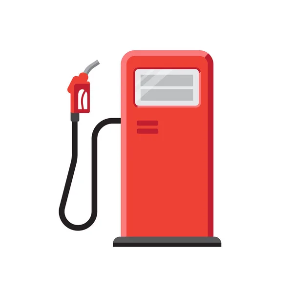 Vectorillustratie Van Rode Benzinestation Met Benzinepomp Geïsoleerd Wit Vlakke Stijl — Stockvector