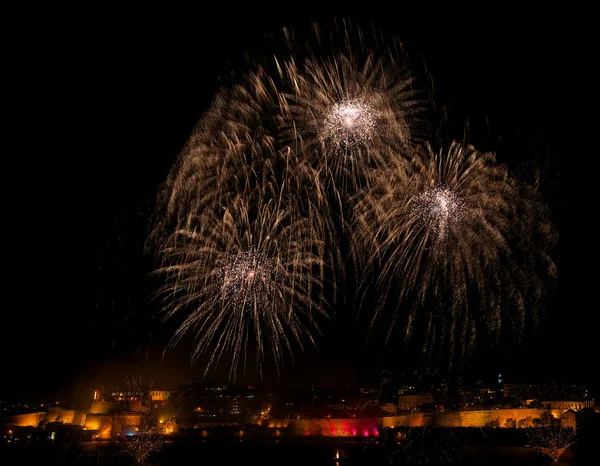 Fireworks background. Fireworks in Malta. Holidays concept — Stock Photo, Image