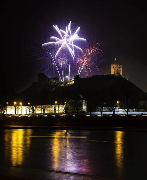 Vilnius Lithuania Jan 2020 Beautiful View Main Firework New Year — Stock Photo, Image