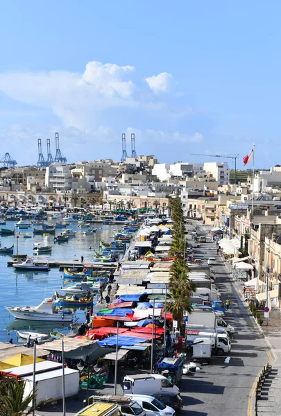Marsaxlokk Malta March 2020 Native Fishing Boats Ancient Fishing Village — Stock Photo, Image