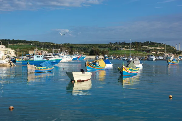 Traditional Maltese Fishing Boat Marsaxlokk Malta Llegendary Iconic Malta Fishing — Stock Photo, Image