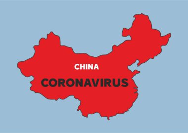 Çin koronavirüsü haritası kırmızı mavi arkaplan