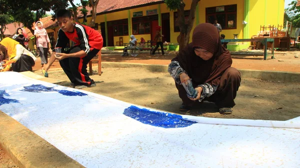 Yerel Bir Okulda Batang Endonezya Aralık 2019 Uzun Bir Kumaşta — Stok fotoğraf