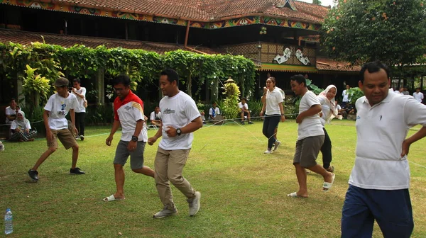 Group People Doing Game Activities Support Team Cohesiveness Magelang Indonesia — Stock Photo, Image