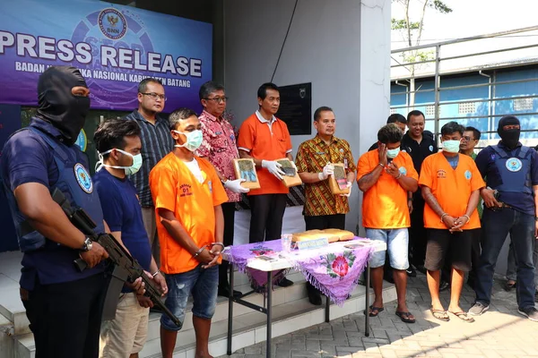 Przestępca Narkotykowy Podczas Przesłuchania Posterunku Policji Batang Indonesia Września 2019 — Zdjęcie stockowe