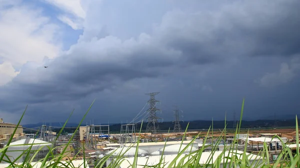 Imagen Enfoque Selectivo Desenfocado Borroso Atmósfera Proyecto Desarrollo Planta Vapor — Foto de Stock