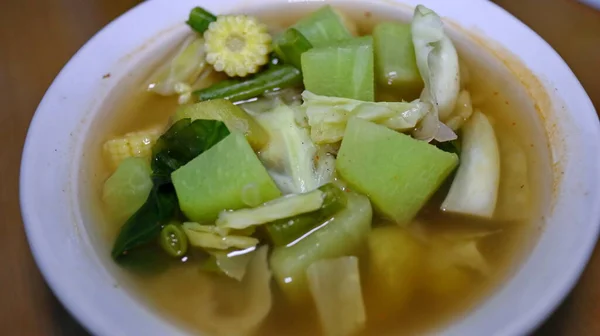 Traditioneel Indonesisch Culinair Voedsel Sayur Asam Soep Close Die Mix — Stockfoto