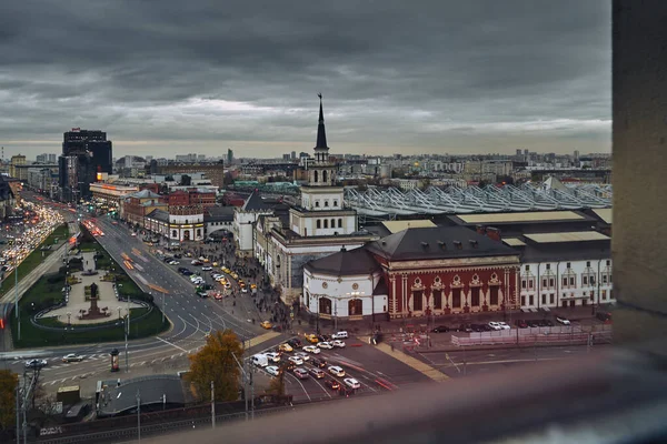 Aerial photo of the historical Moscow building of Kazanskiy railway station. — Stockfoto