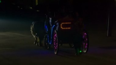 Kızak ışıklarla süslendi ve Noel Baba gidiyor..