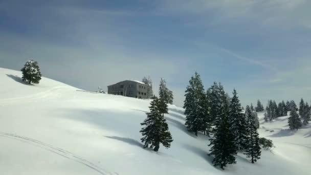Холмах Горах Много Снега Погода Хорошей — стоковое видео