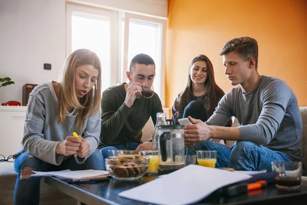 Students Learning  In The Living Room — Stock Photo, Image