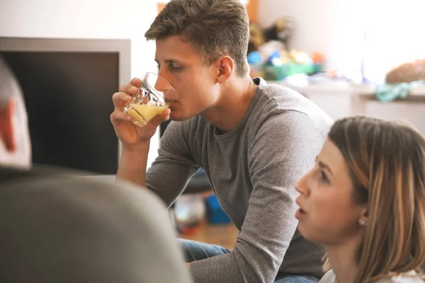 Young Man  Drinking Juice