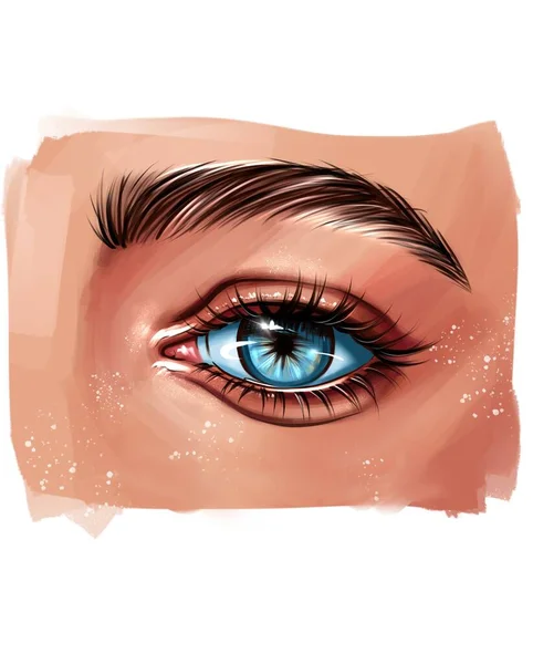 Hand Drawn Fashion Illustration Woman Eye Eyebrows Fashion Illustration Makeup — Stock Photo, Image