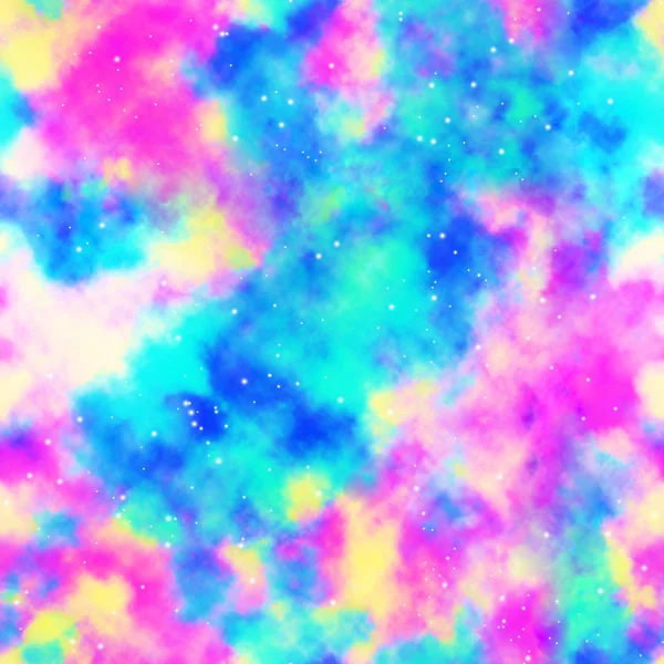 Galaxy seamless pattern. Space universe repeat bright marble abstract liquid background texture. Fluid trendy design. Modern cosmos colorful painting illustration wallpaper with stars