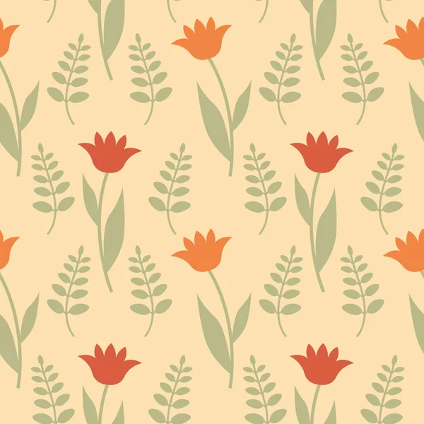 Seamless pattern with flowers tulips in pastel colors. Summer floral background.