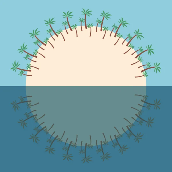 Halbrunde Insel mit Palmen. Symbol der Ruhe in den Tropen — Stockvektor