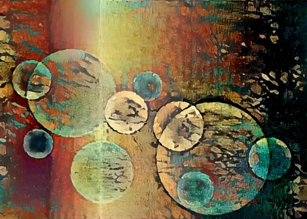 Fondo iridiscente abstracto con círculos con textura de aceite — Foto de Stock