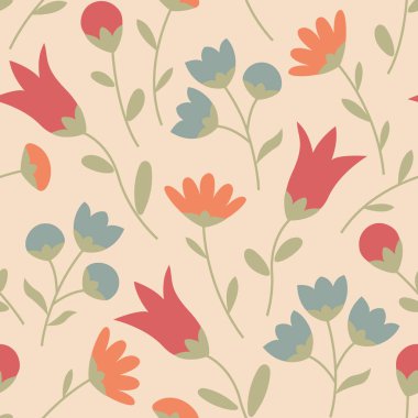 Pastel renklerde kır çiçekleriyle kusursuz bir desen. Yaz çiçekli arka plan.