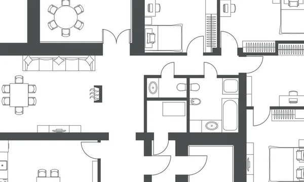 Architektonische Hintergründe. Teil des architektonischen Projekts, architektonischer Plan eines Wohnhauses. — Stockvektor