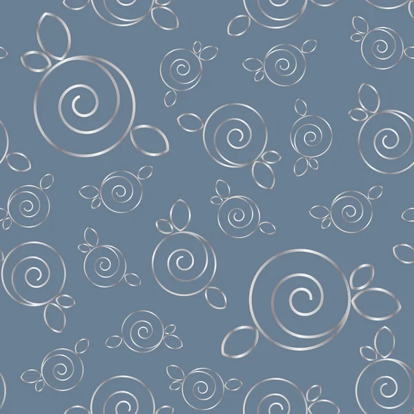 Modèle sans couture avec contour roses argentées. Beau fond floral — Image vectorielle