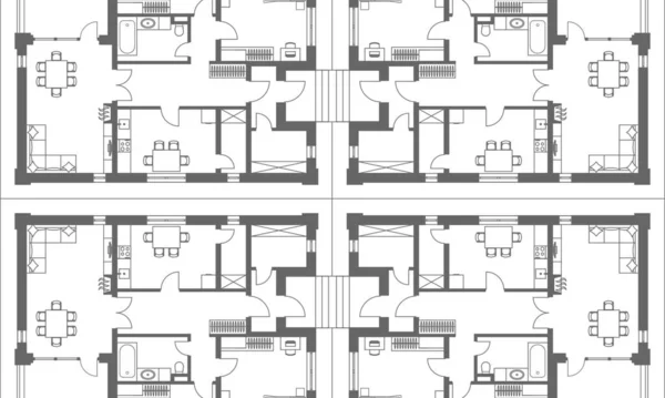 Architectural background. Part of architectural project, architectural plan of a residential building. — Stock Vector