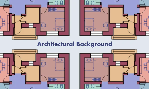 건축적 배경. 주거용 건물의 건축 계획. 작은 집의 그림. 화려 한 벡터 삽화 — 스톡 벡터