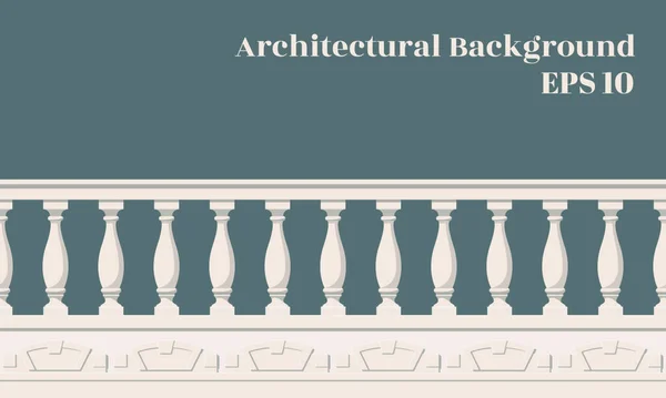 Architektonischer Hintergrund mit Brüstung. Die Einfriedung des Balkons oder der Veranda. Architektonischer Teil der Ordnung. — Stockvektor