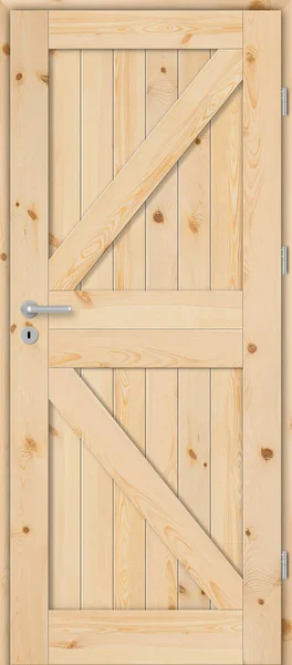 Внутрішні Двері Дерев Яні Повні Сосна Вузлами Незафарбовані — стокове фото