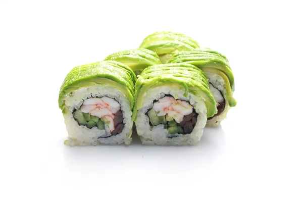 Sushi Traditionele Sushi Broodjes Traditionele Sushi Broodjes Een Witte Achtergrond — Stockfoto