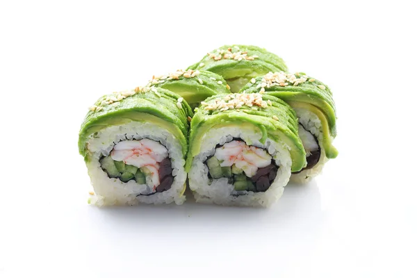 Sushi Traditionele Sushi Broodjes Traditionele Sushi Broodjes Een Witte Achtergrond — Stockfoto