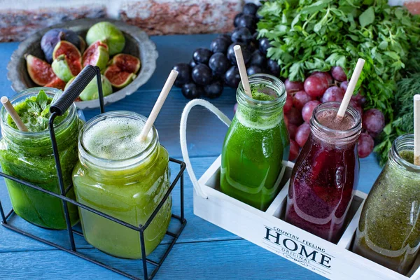 Desintoxicação Com Suco Legumes Frescos Suco Frutas Saudáveis Alimentos Antioxidantes — Fotografia de Stock