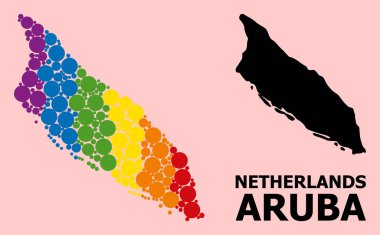 LGBT için Aruba Adası Gökkuşağı Desenli Haritası