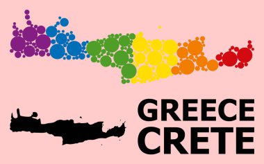 LGBT için Girit Adası Gökkuşağı Kolajı Haritası