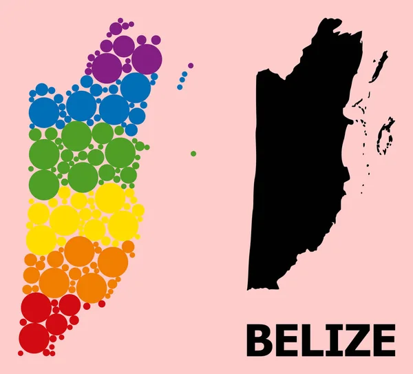 Rainbow Collage Mapa de Belice para LGBT — Archivo Imágenes Vectoriales